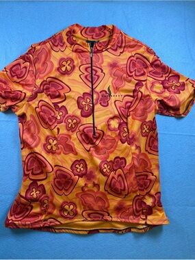 shebeest Orange & Raspberry Floral Cycling Jersey